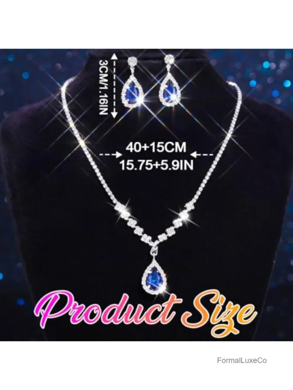 Bridal Crystal Necklace Earrings Set Wedding Rhinestone Choker Prom Costume